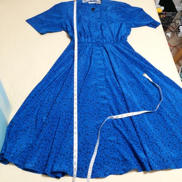 Vintage floral dress sz 12 full skirt button front pockets - Picture 4 of 11